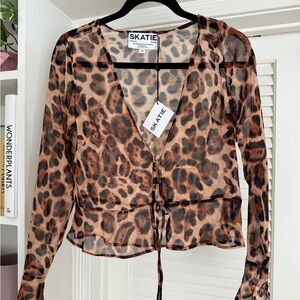Skatie leopard Colette top on chiffon new without tags